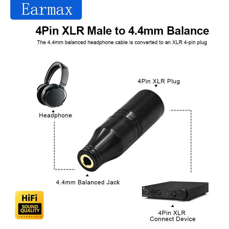 Audio Music App - محول XLR-4 ذكر إلى أنثى 4.4
