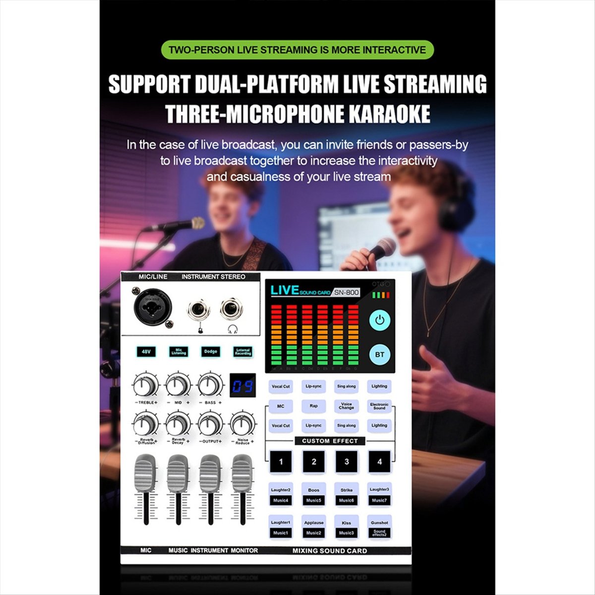 Audio Music Mixer - بطاقة صوت DTC5 SN800 متعددة الوظائف