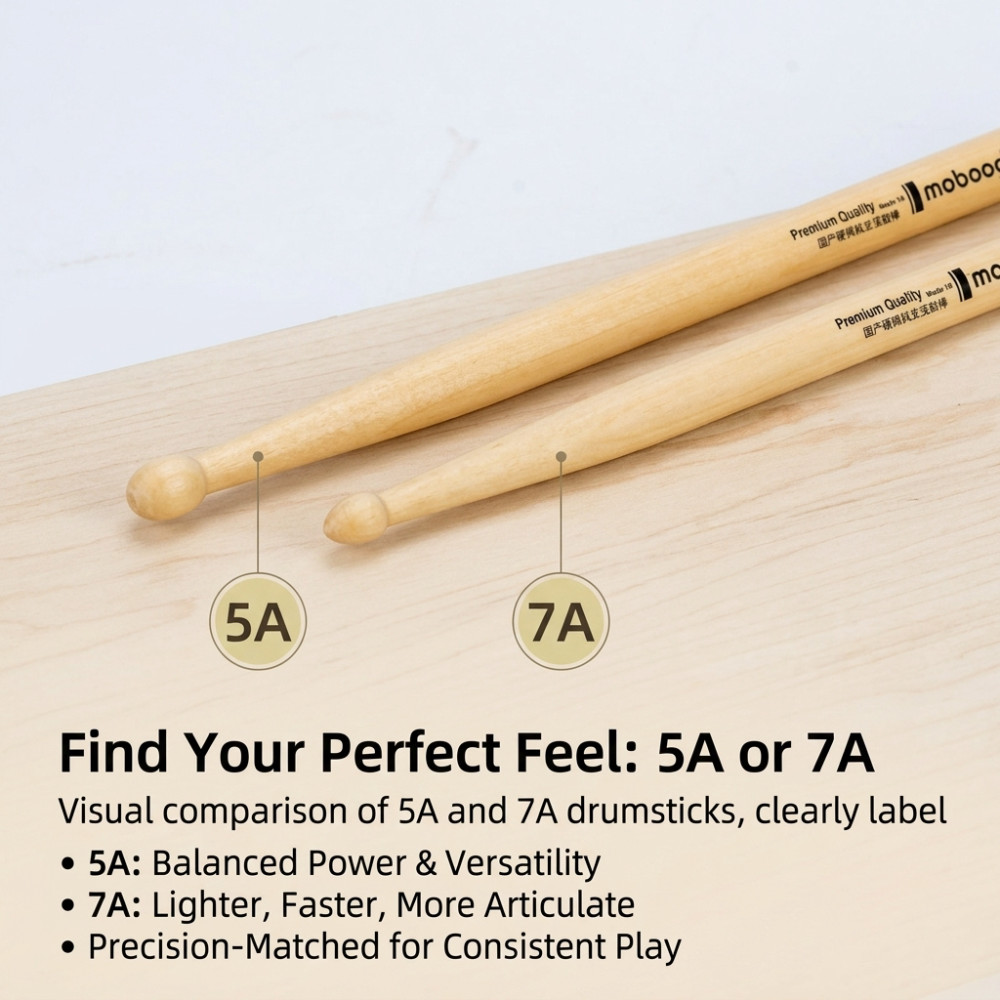 طبول احترافية 5A 7A من خشب الج - مراجعة Drum Stick 5A وسعره