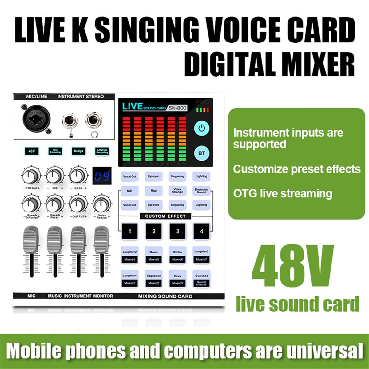 بطاقة صوت DTC5 SN800 متعددة ال - مراجعة Audio Music Mixer وسعره