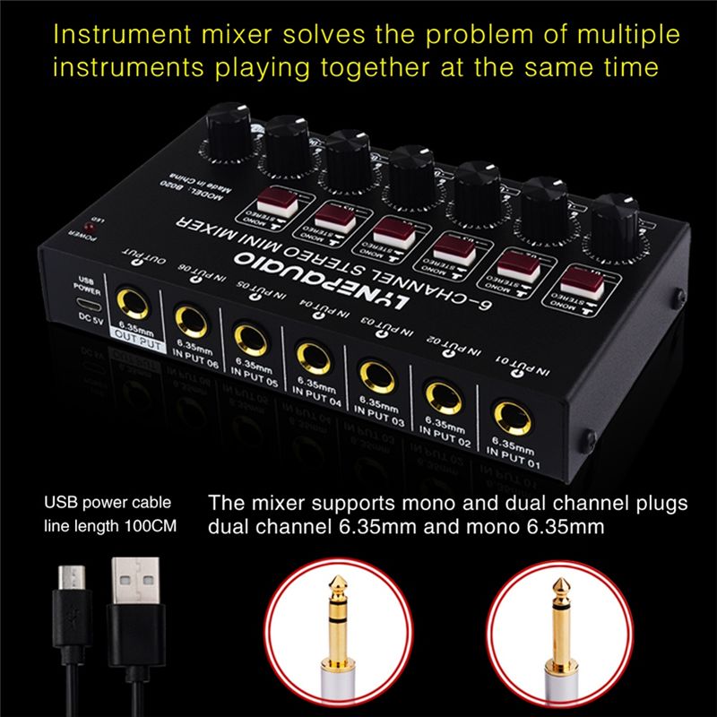 خلاط صوت ستيريو صغير فاخر بـ 6 - مراجعة Audio Music Mixer وسعره